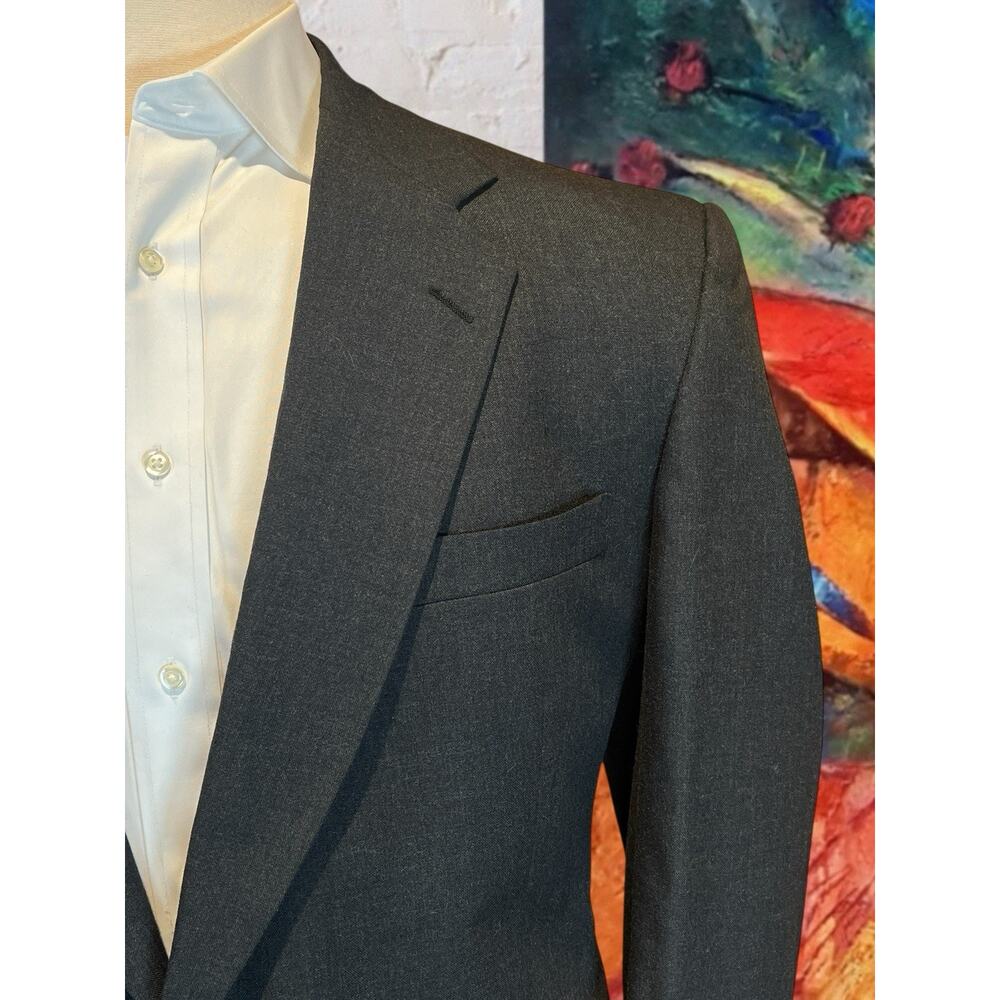 Stafford 46R 33x28.5 Solid Charcoal Gray Suit Nailhead - Picture 4 of 16